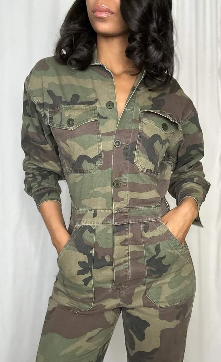 Cotton camo sales jumpsuit